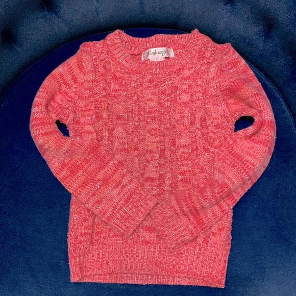 Pink Angel Other - Kids Pink Cable knit Sweater with silver thread (size M/5-6)